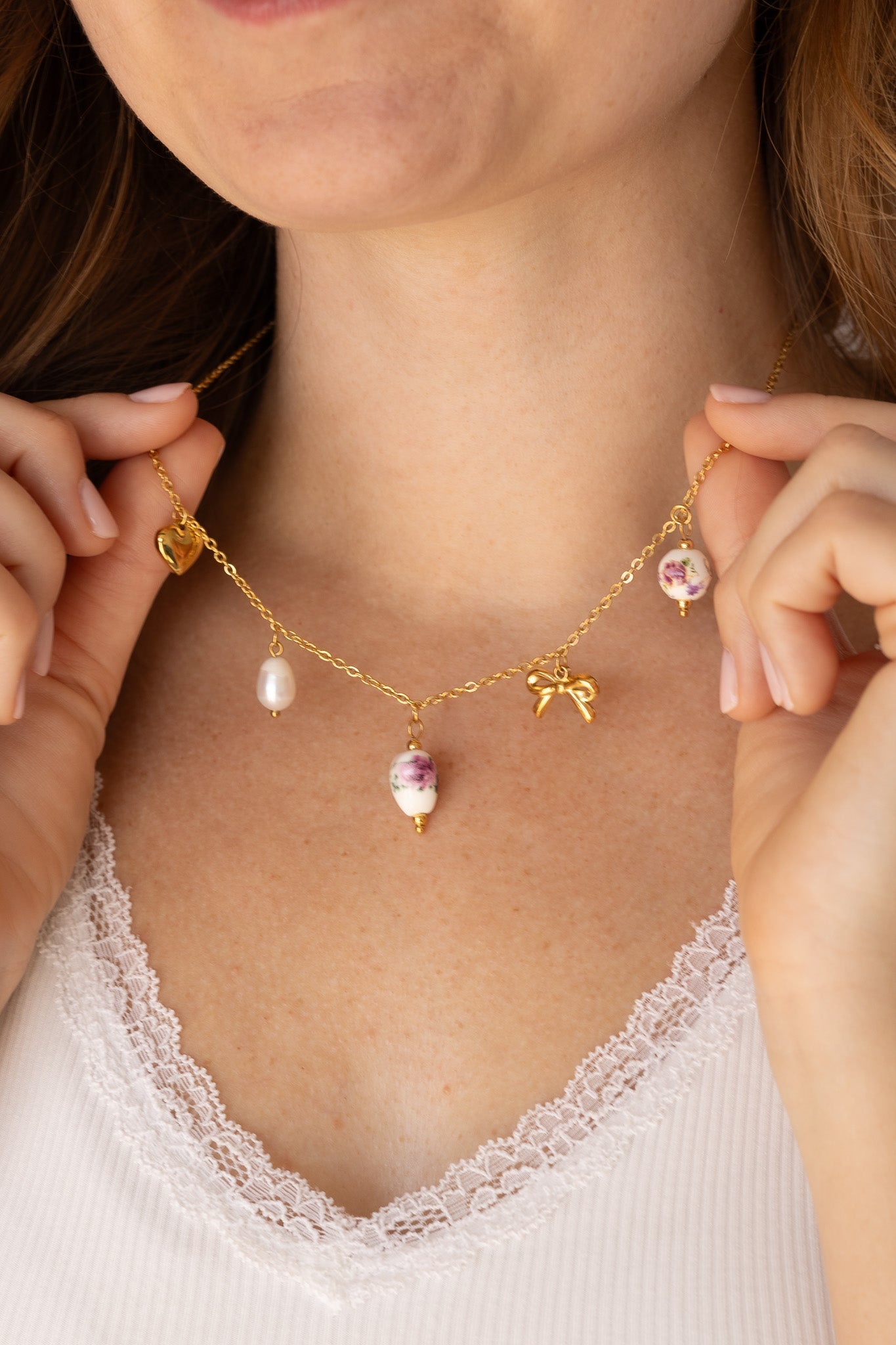 Bella Charm Necklace in Rose