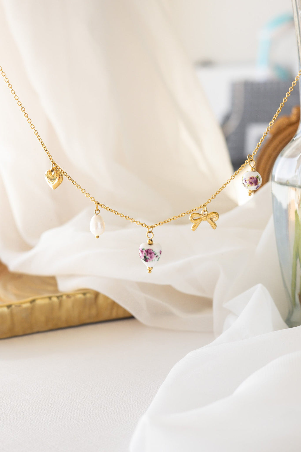 Bella Charm Necklace in Rose