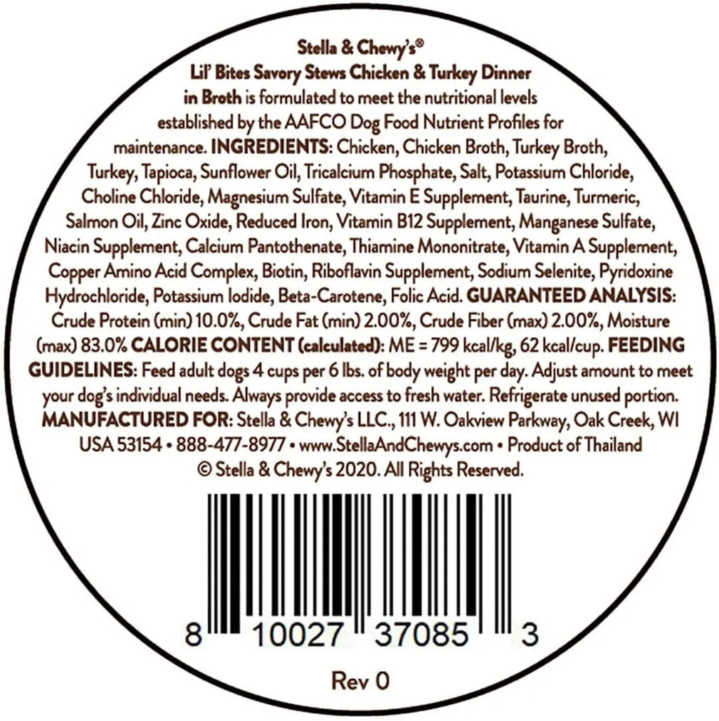 Stella & Chewy’s Lil Bites Stew Chicken & Turkey Dog Food (2.7oz)